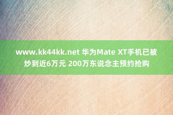 www.kk44kk.net 华为Mate XT手机已被炒到近6万元 200万东说念主预约抢购