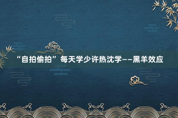 “自拍偷拍” 每天学少许热沈学——黑羊效应