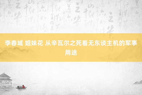 李春城 姐妹花 从辛瓦尔之死看无东谈主机的军事用途