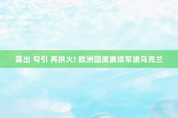 露出 勾引 再拱火! 欧洲国度赓续军援乌克兰