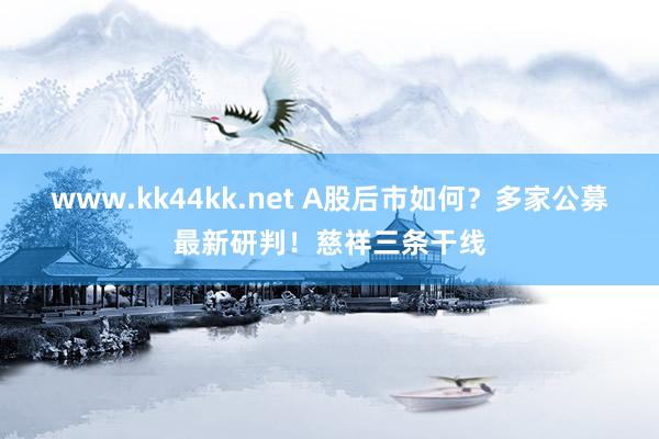 www.kk44kk.net A股后市如何？多家公募最新研判！慈祥三条干线