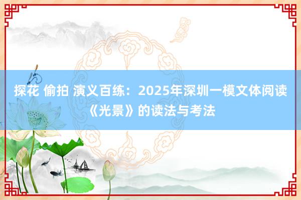 探花 偷拍 演义百练：2025年深圳一模文体阅读《光景》的读法与考法